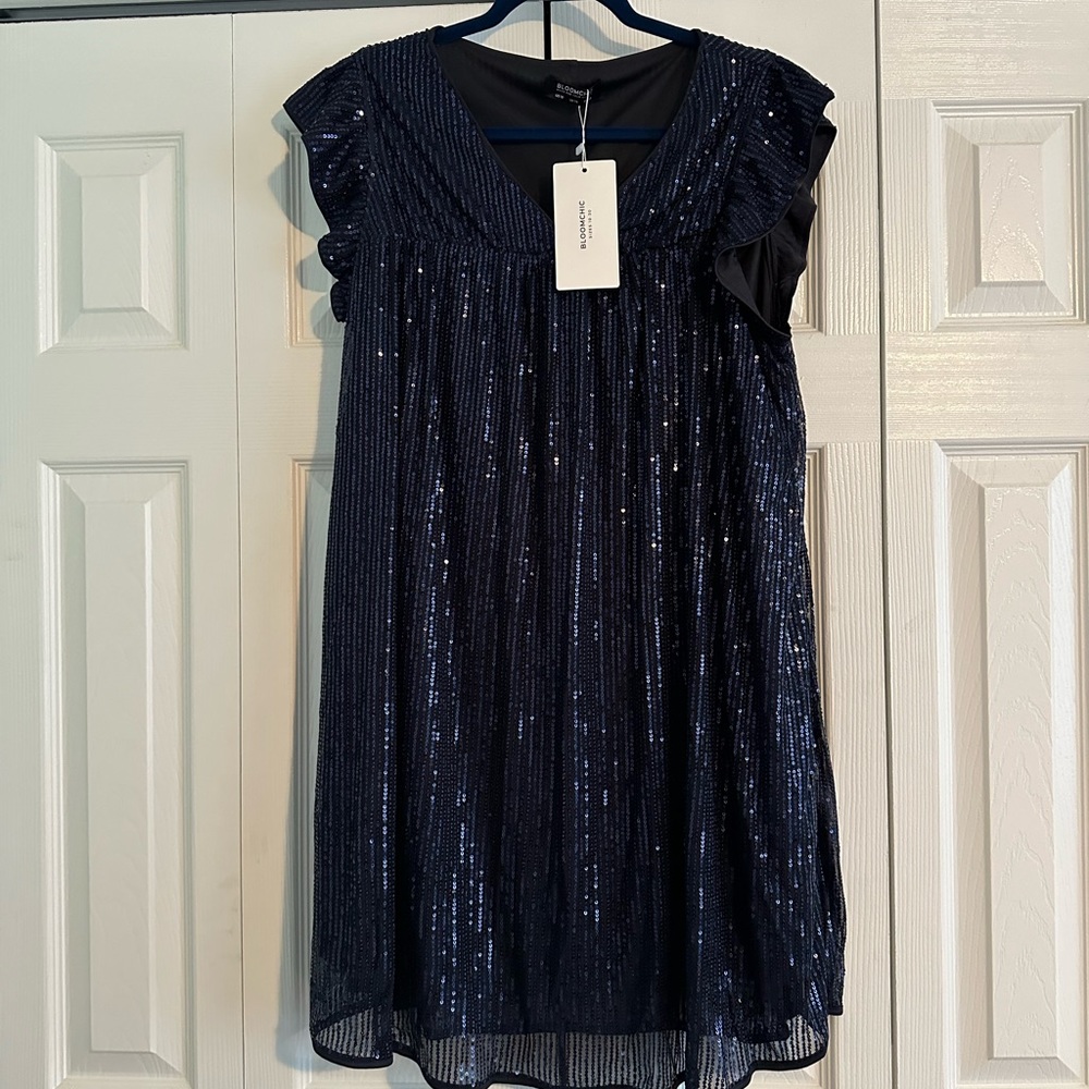 Bloomchic navy sequin dress size large